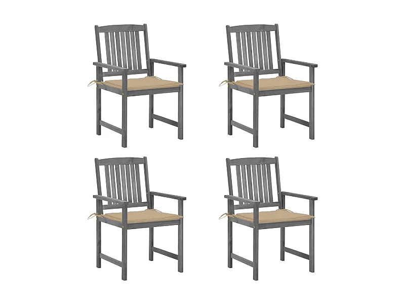 Lot de 4 Chaises de jardin avec coussins Gris Bois d'acacia massif FR99824