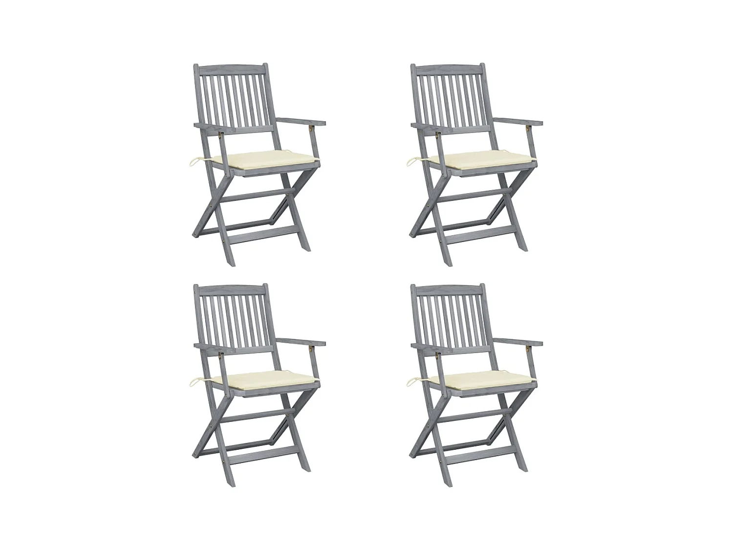 Lot de 4 Chaises pliables de jardin avec coussins Bois d'acacia FR79681