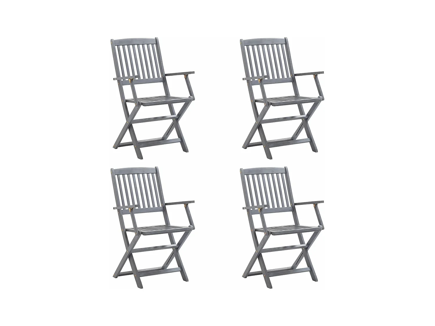 Lot de 4 Chaises pliables de jardin avec coussins Bois d'acacia FR79681