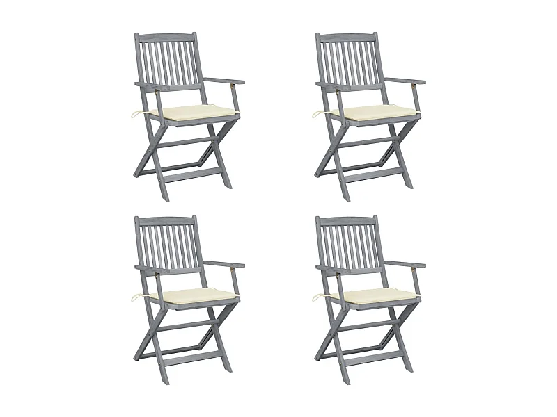 Lot de 4 Chaises pliables de jardin avec coussins Bois d'acacia FR79681