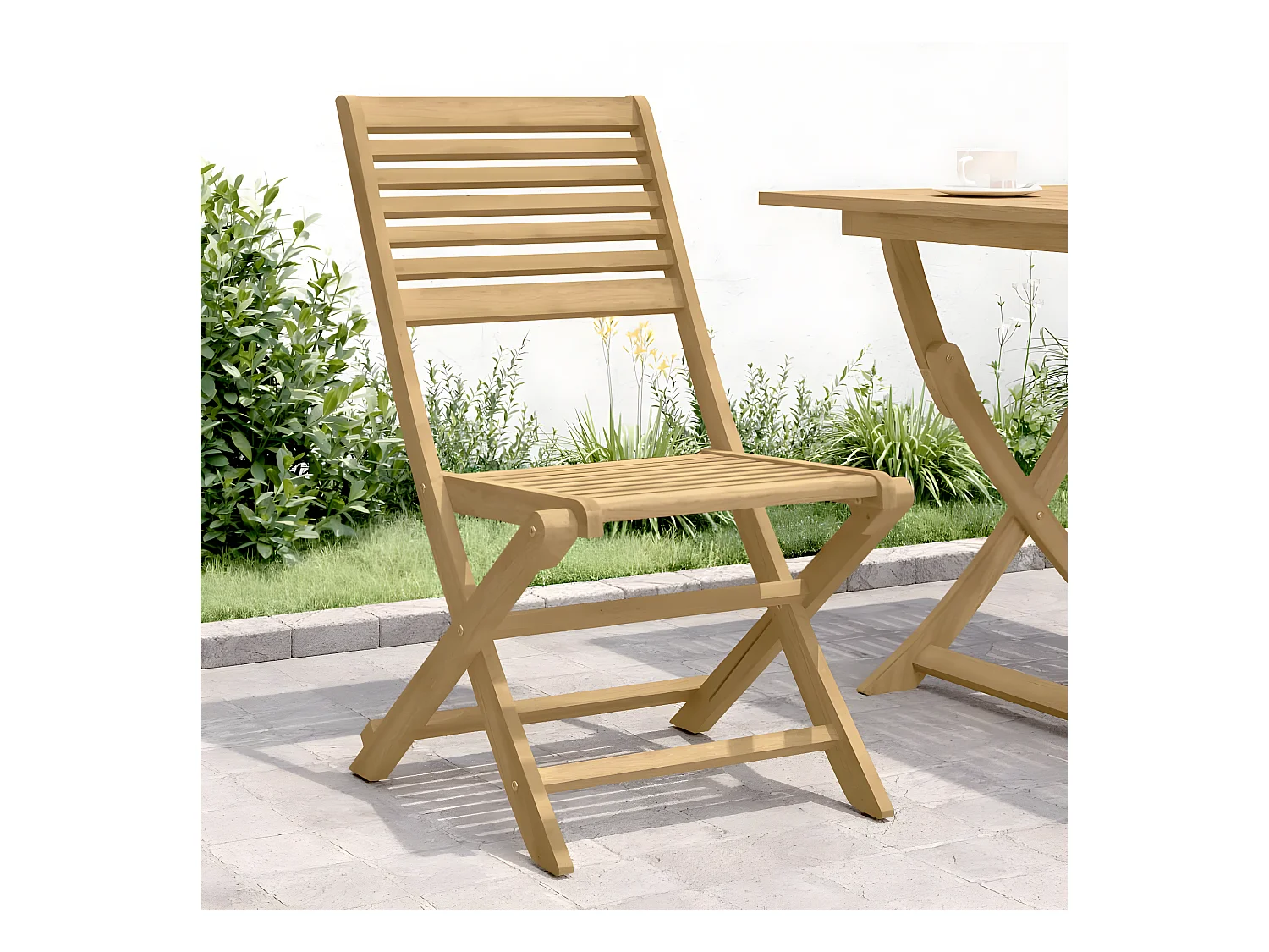 Lot de 4 Chaises pliables de jardin bois massif d'acacia FR44202