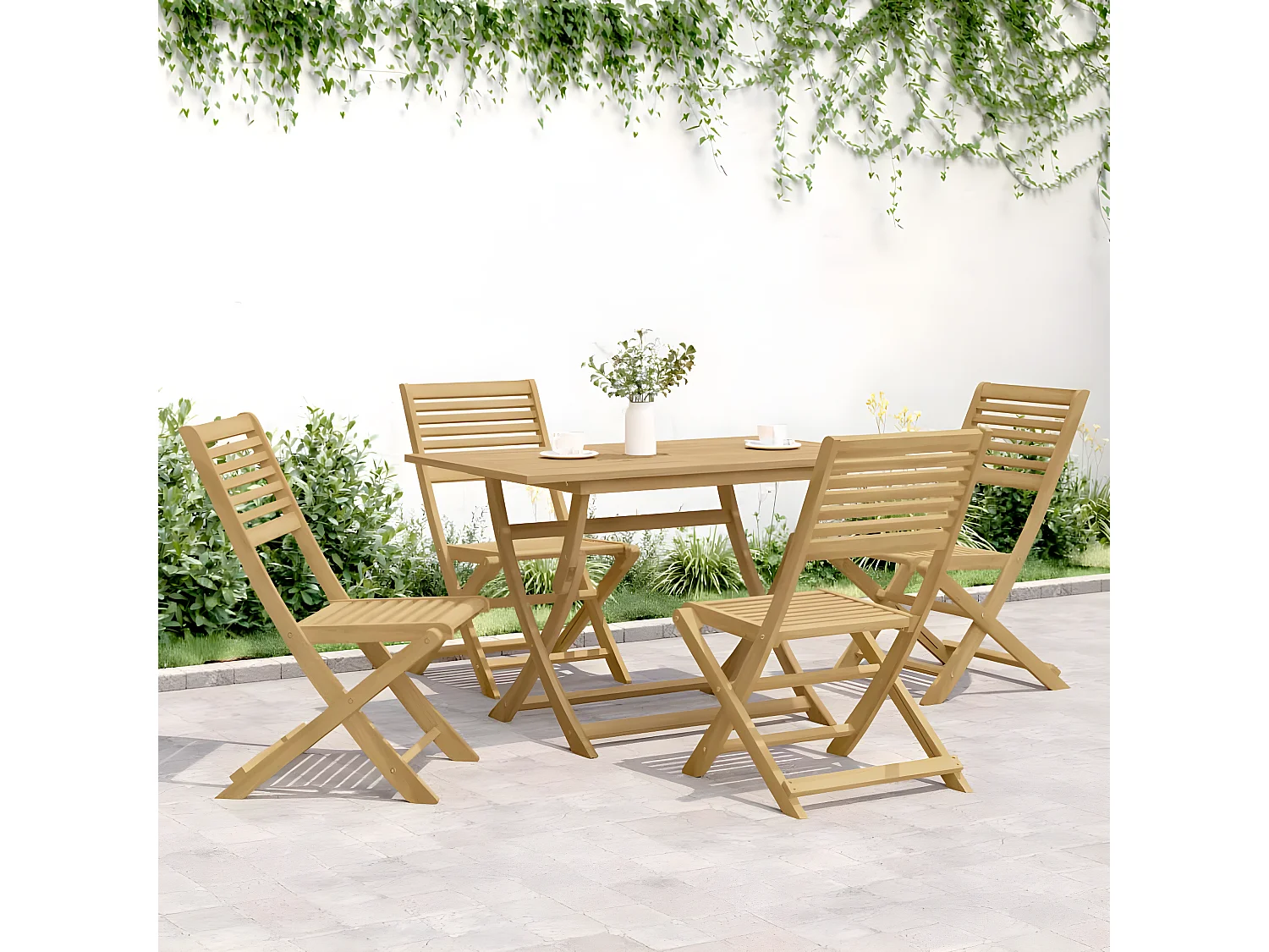 Lot de 4 Chaises pliables de jardin bois massif d'acacia FR44202