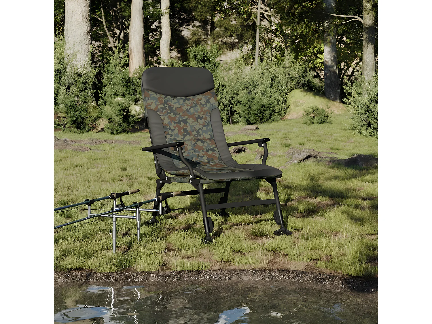 Chaise de pêche avec accoudoir pliable camouflage FR28214
