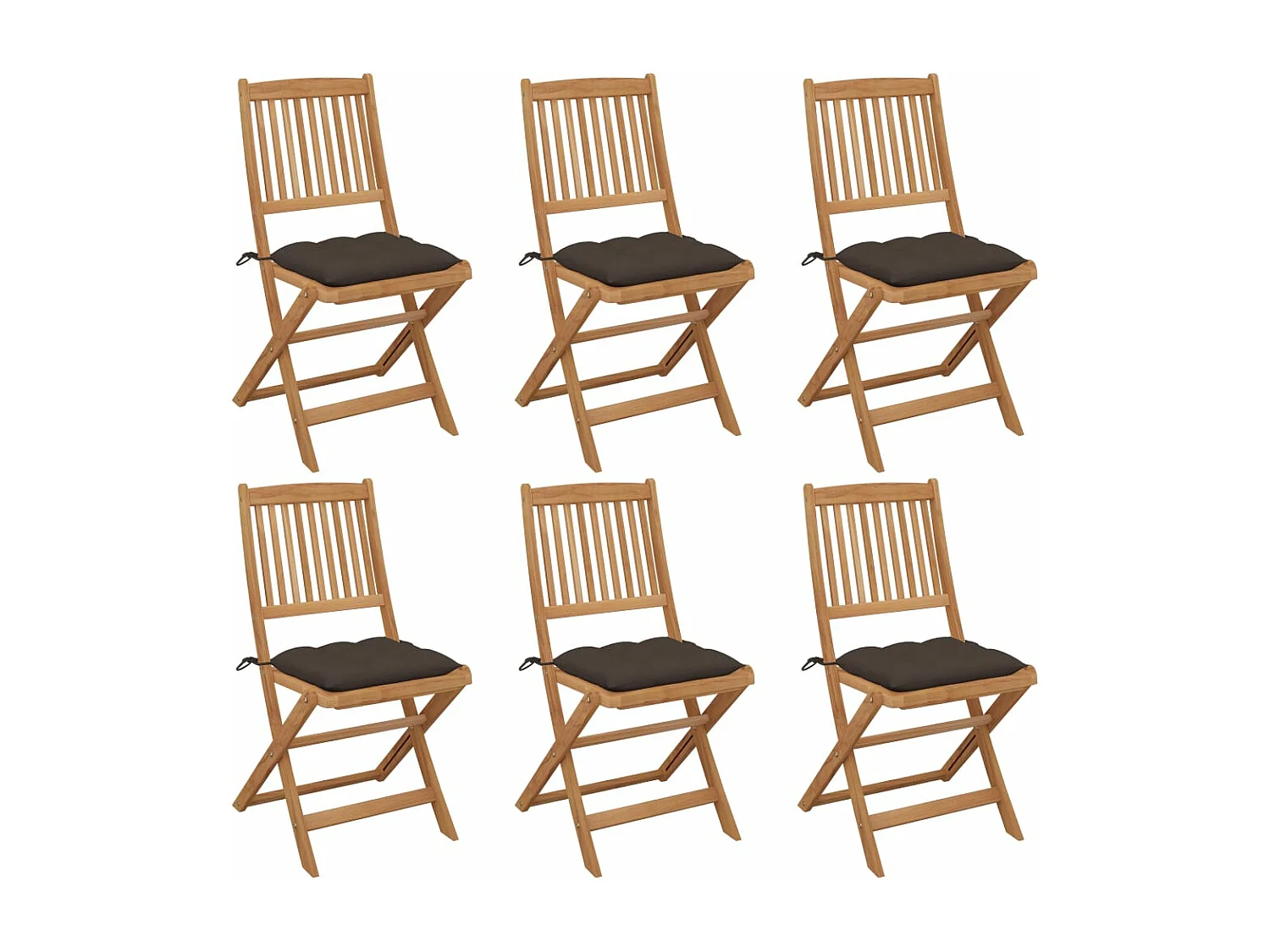 Lot de 6 Chaises pliables de jardin avec coussins Bois d'acacia FR84891