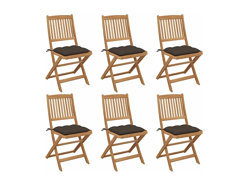 Tuinstoelen 6 st inklapbaar met kussens massief acaciahout BE152391