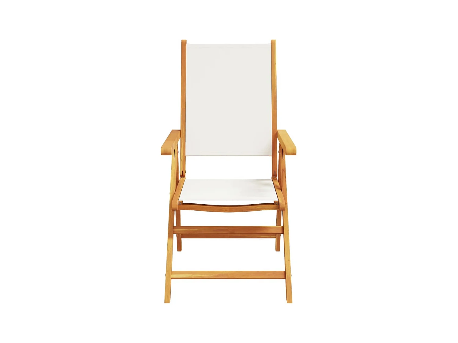 Lot de 2 Chaises de jardin blanc crème bois acacia massif tissu FR27397