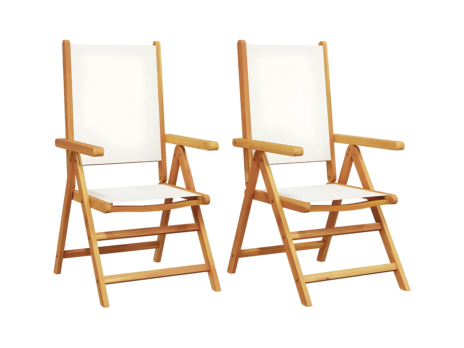 Lot de 2 Chaises de jardin blanc crème bois acacia massif tissu FR27397