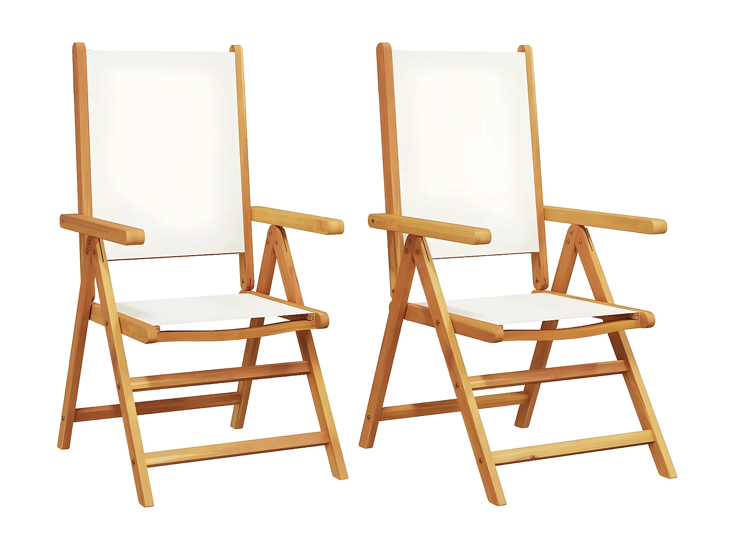 Cadeiras jardim 2 pcs madeira acácia maciça/tecido branco nata PT650968
