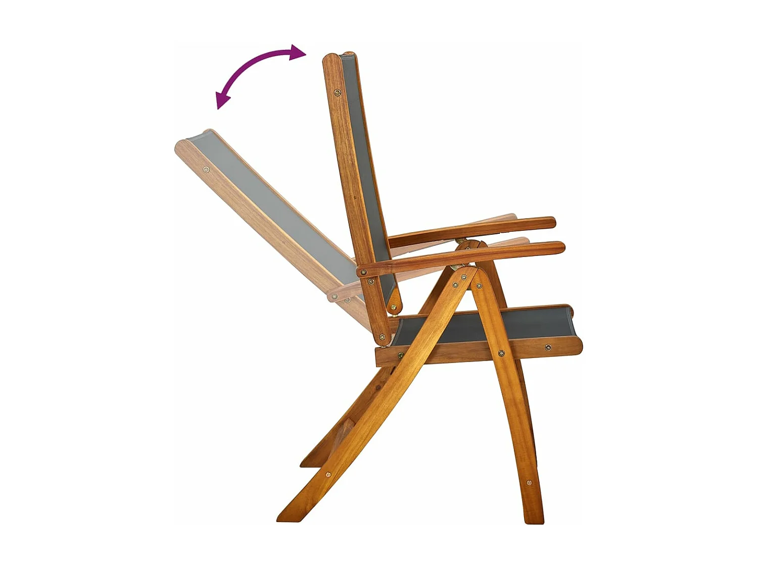 Juego de 4 Sillas de jardín plegables madera maciza acacia textileno ES871252