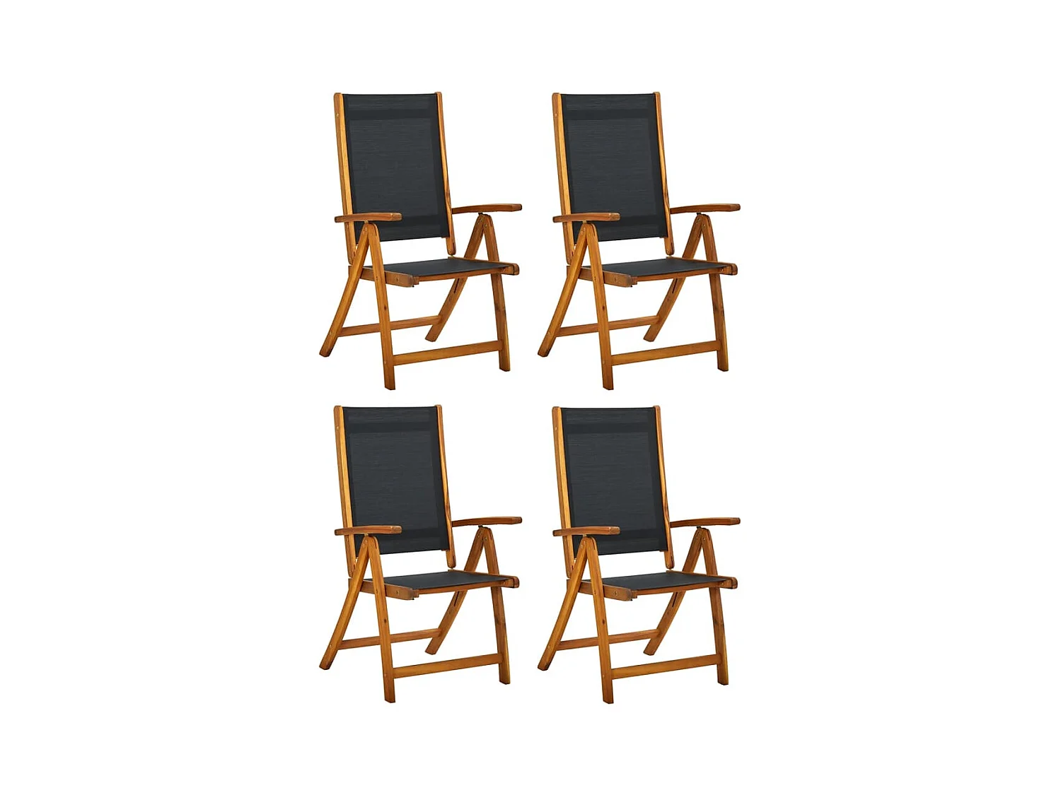 Lot de 4 Chaises de jardin pliantes Bois d'acacia massif Textilène FR80439