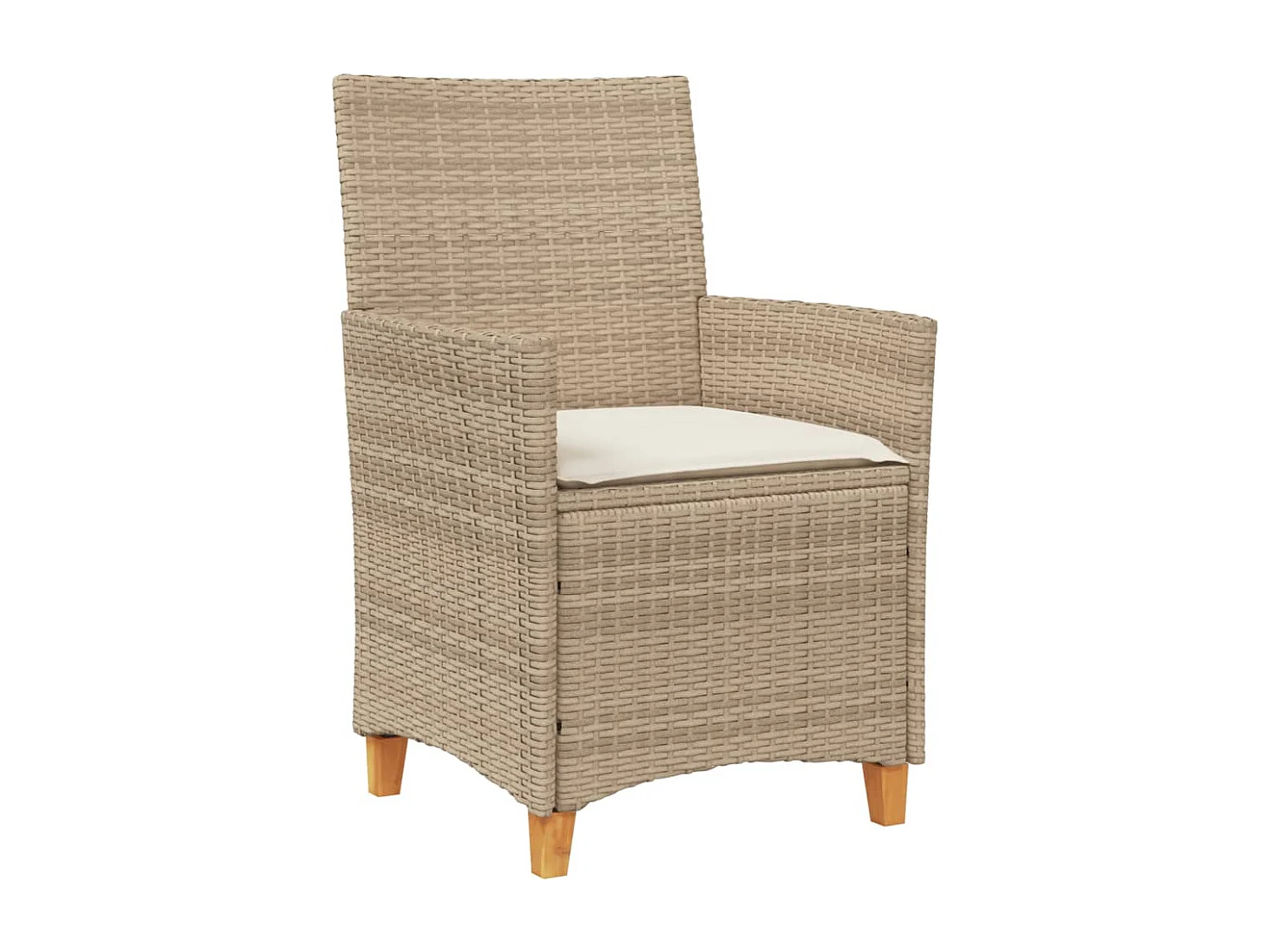 Lot de 2 Chaises de jardin coussins beige résine tressée bois FR43238