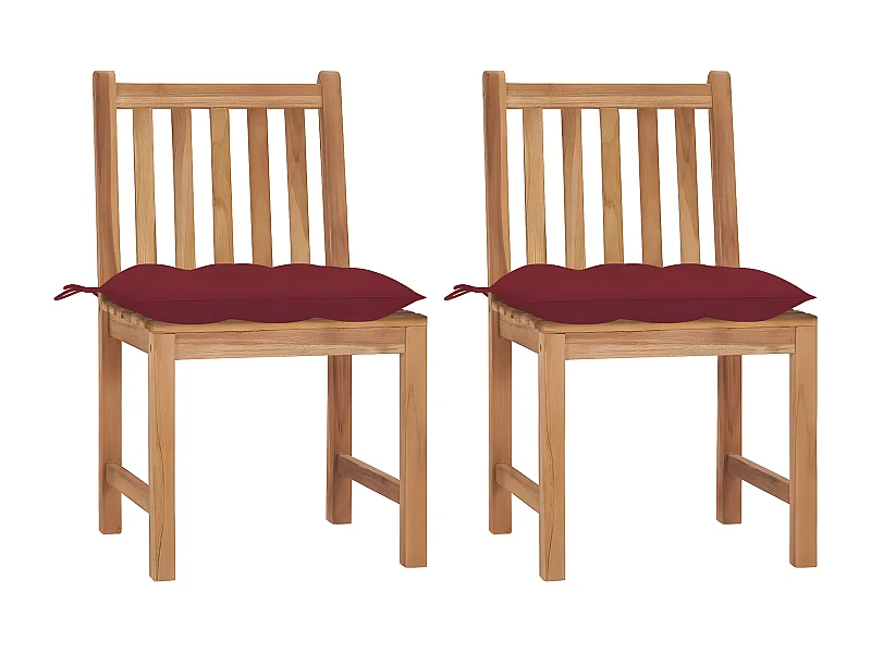 Lot de 2 Chaises de jardin avec coussins Bois de teck massif FR97596