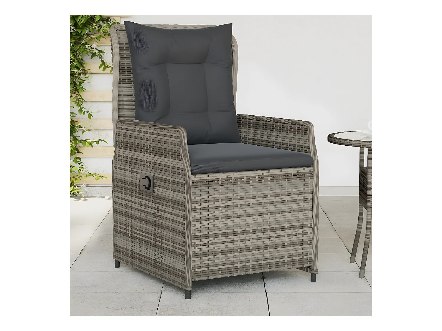 Lot de 2 Chaises inclinables de jardin gris résine tressée FR38716