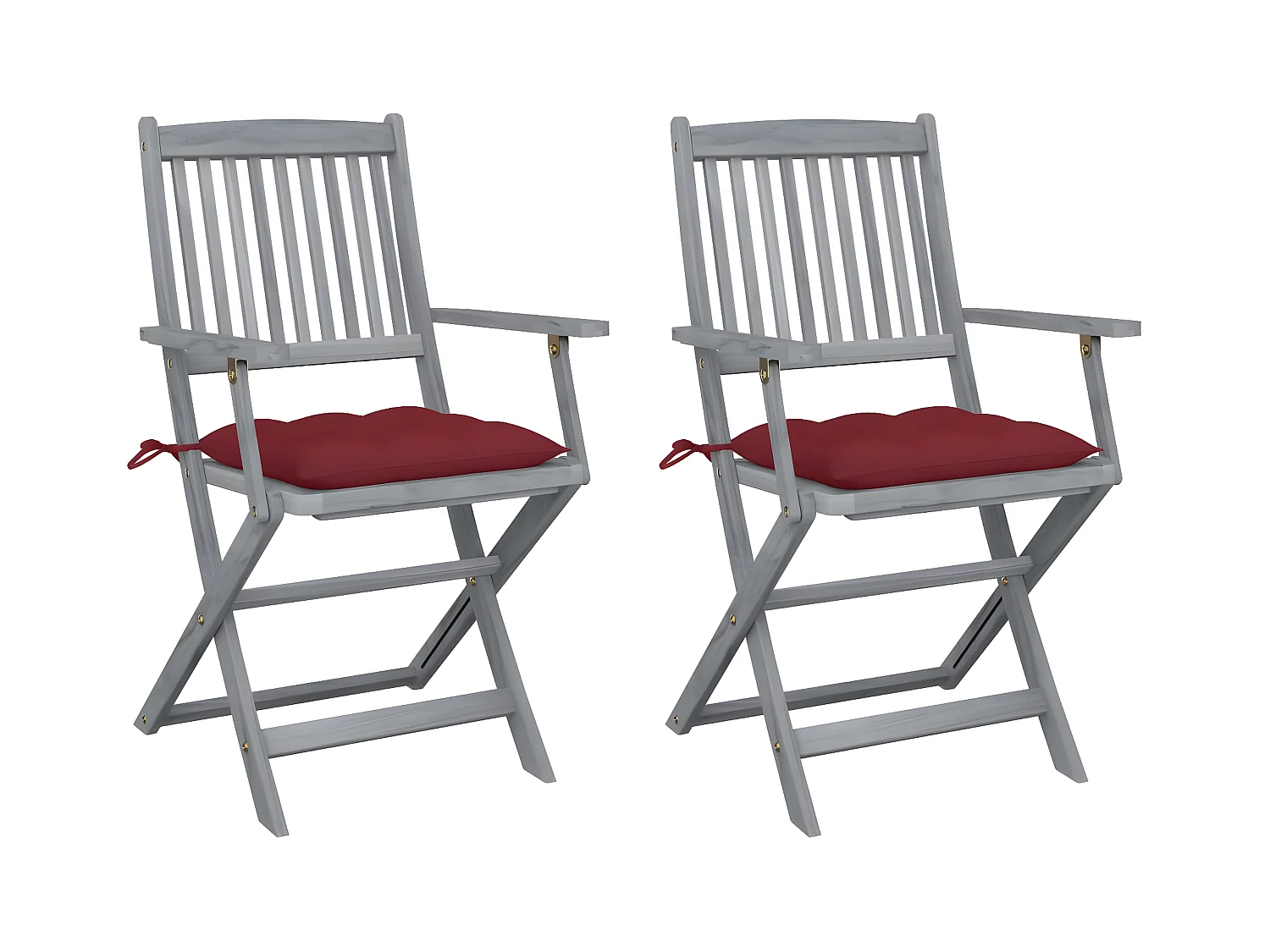 Lot de 2 Chaises pliables de jardin avec coussins Bois d'acacia FR50706