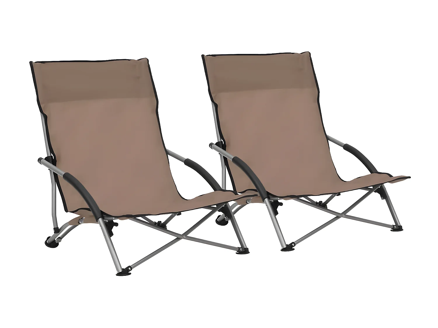Lot de 2 Chaises de plage pliables Taupe Tissu FR28996