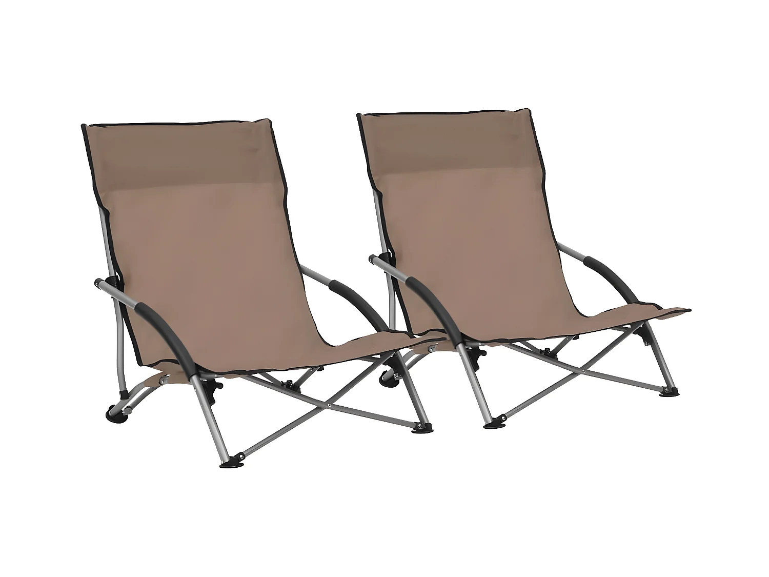 Lot de 2 Chaises de plage pliables Taupe Tissu FR28996