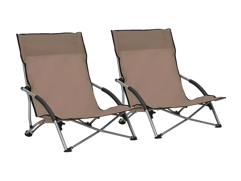 Lot de 2 Chaises de plage pliables Taupe Tissu FR28996