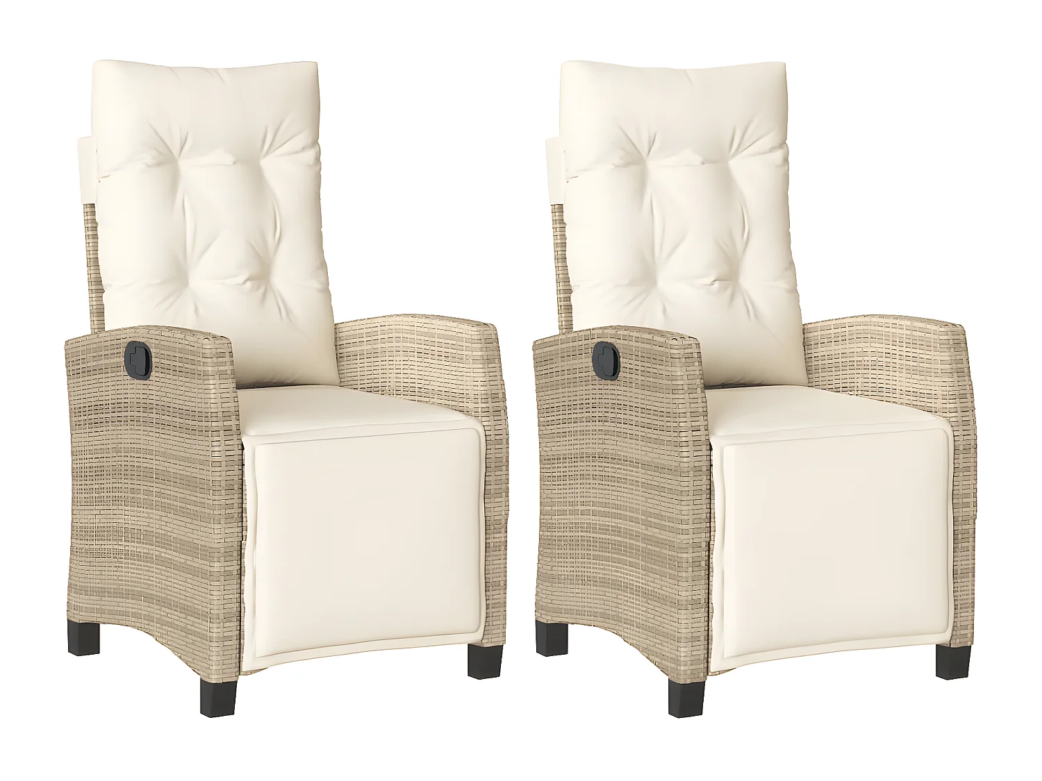 Lot de 2 Chaises inclinables de jardin avec repose-pied rotin FR56339