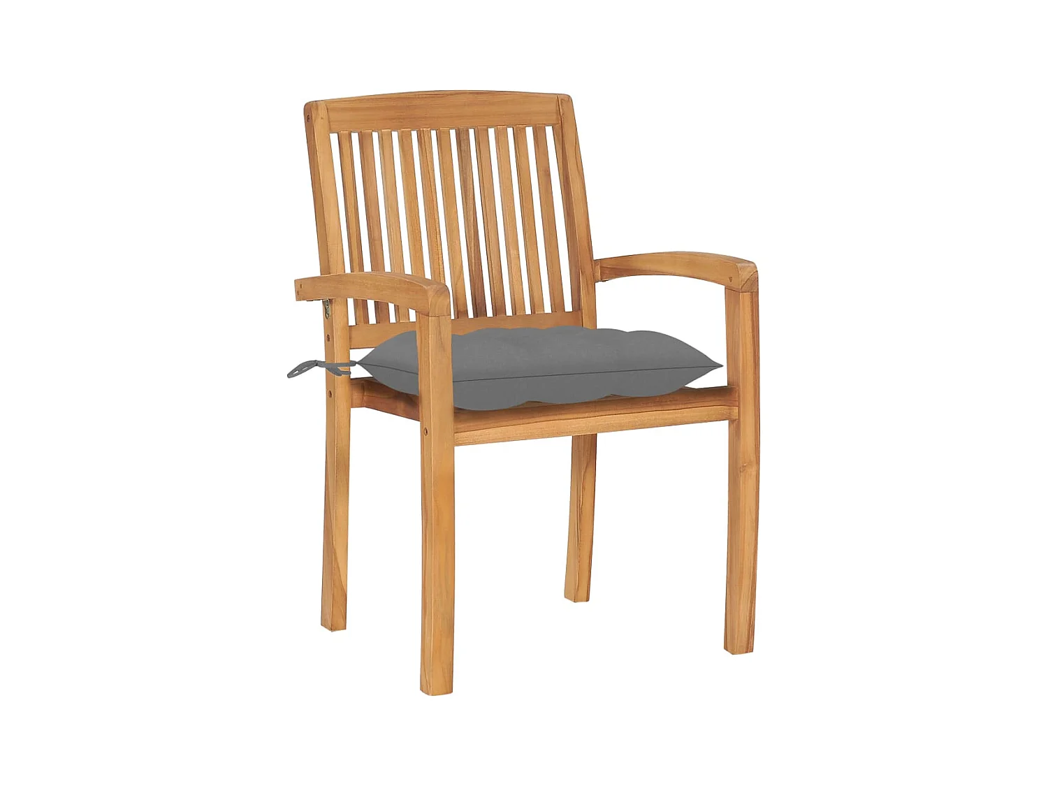 Lot de 2 Chaises de jardin avec coussins gris Bois de teck massif FR11733