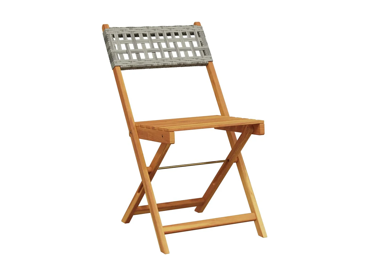 Lot de 6 Chaises de jardin pliantes gris poly rotin bois massif FR55707