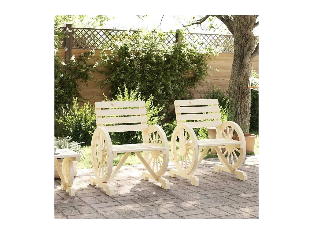 Lot de 2 Chaises de jardin 58x58x78,5 cm bois de sapin massif FR25535