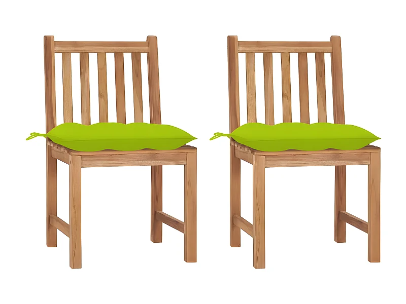 Lot de 2 Chaises de jardin avec coussins Bois de teck massif FR71956