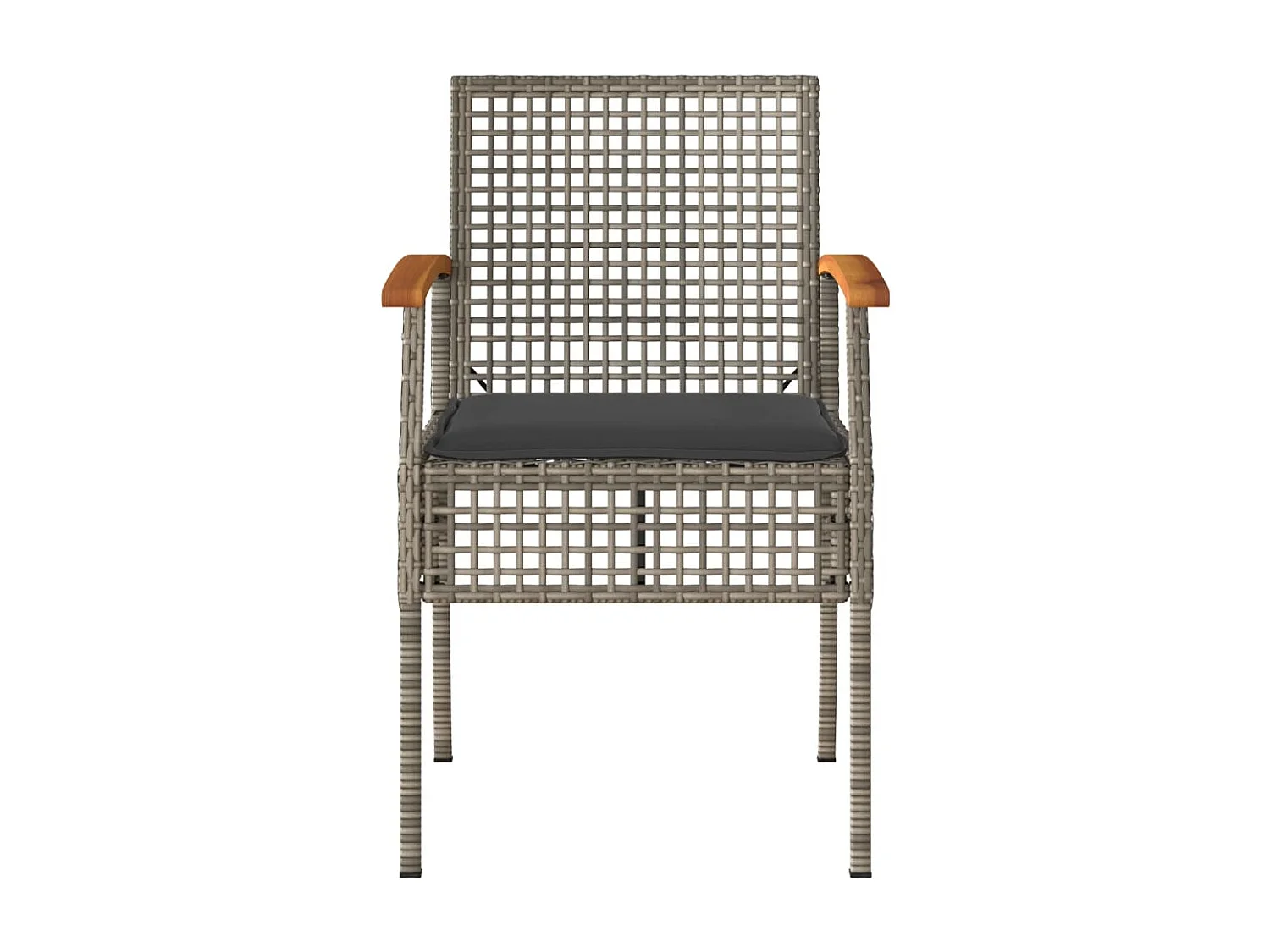 Cadeiras de jardim com almofadões 4 pcs vime PE/acácia cinzento PT191840