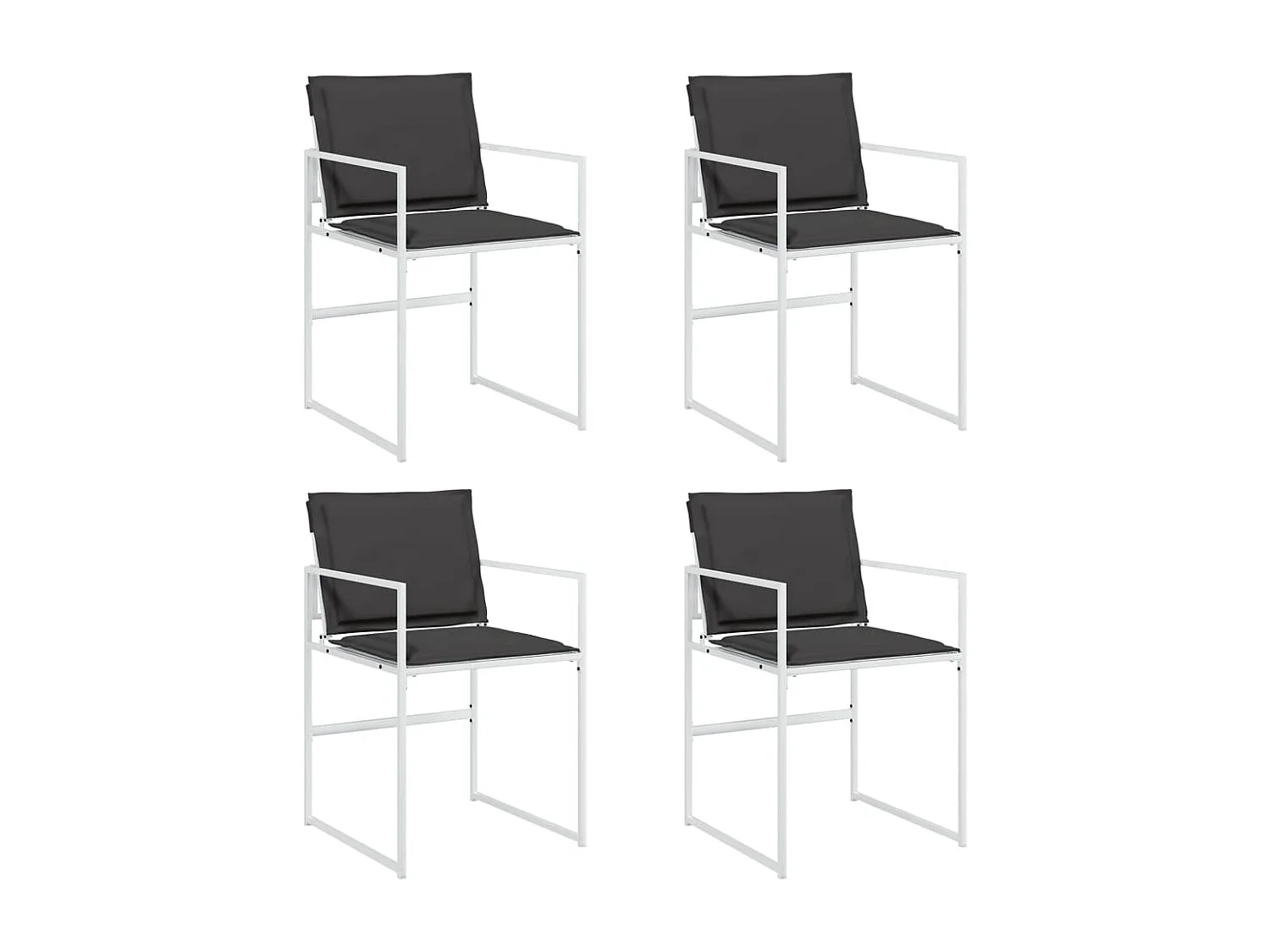 Lot de 4 Chaises de jardin avec coussins blanc acier/textilène FR34122