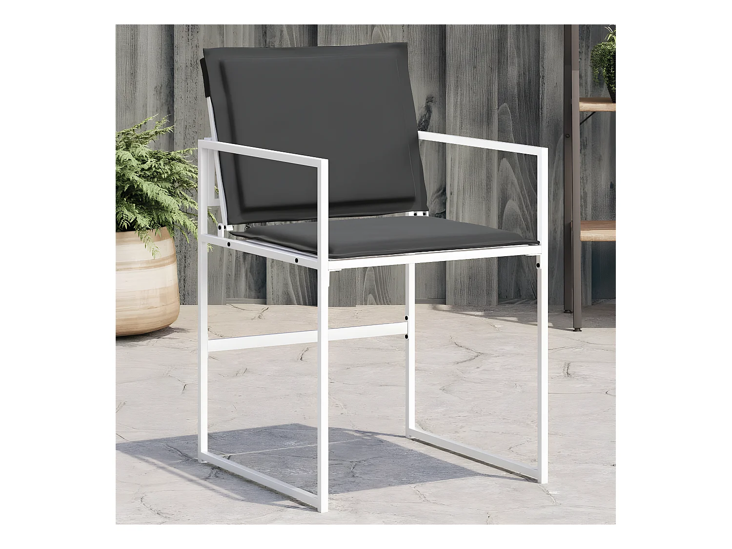 Lot de 4 Chaises de jardin avec coussins blanc acier/textilène FR34122