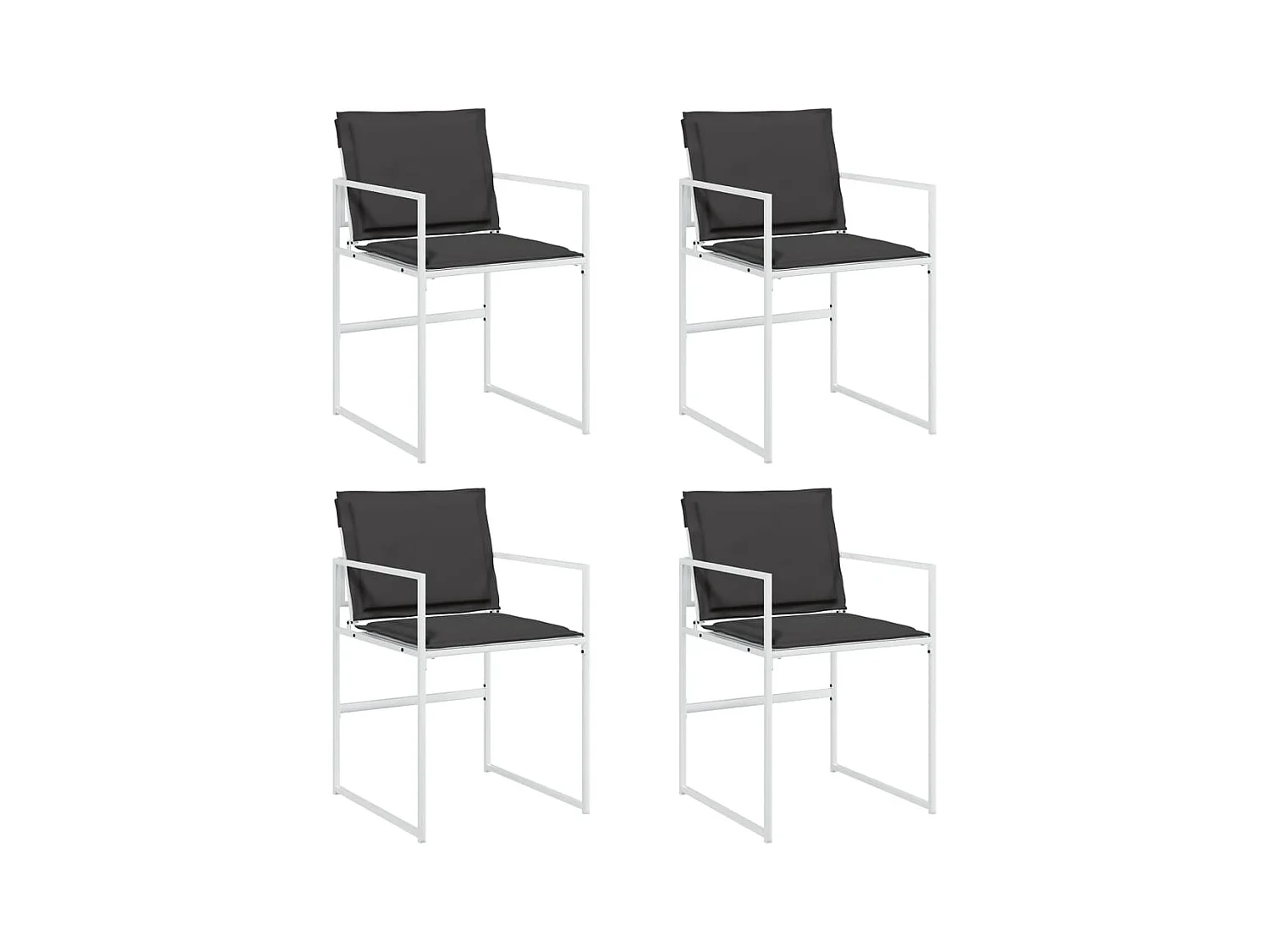 Lot de 4 Chaises de jardin avec coussins blanc acier/textilène FR34122