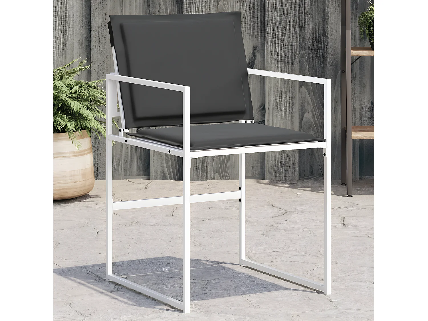 Lot de 4 Chaises de jardin avec coussins blanc acier/textilène FR34122