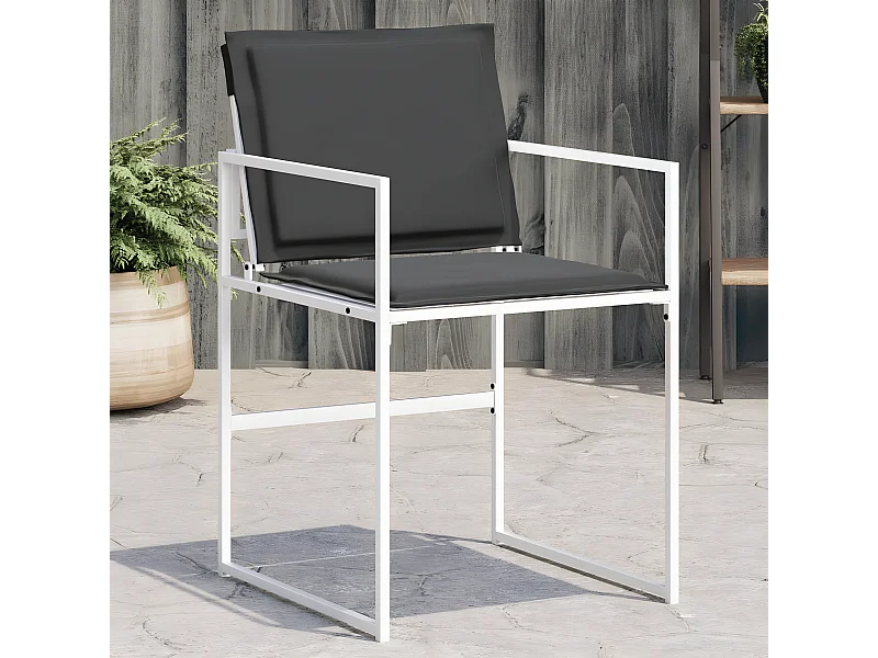 Lot de 4 Chaises de jardin avec coussins blanc acier/textilène FR34122