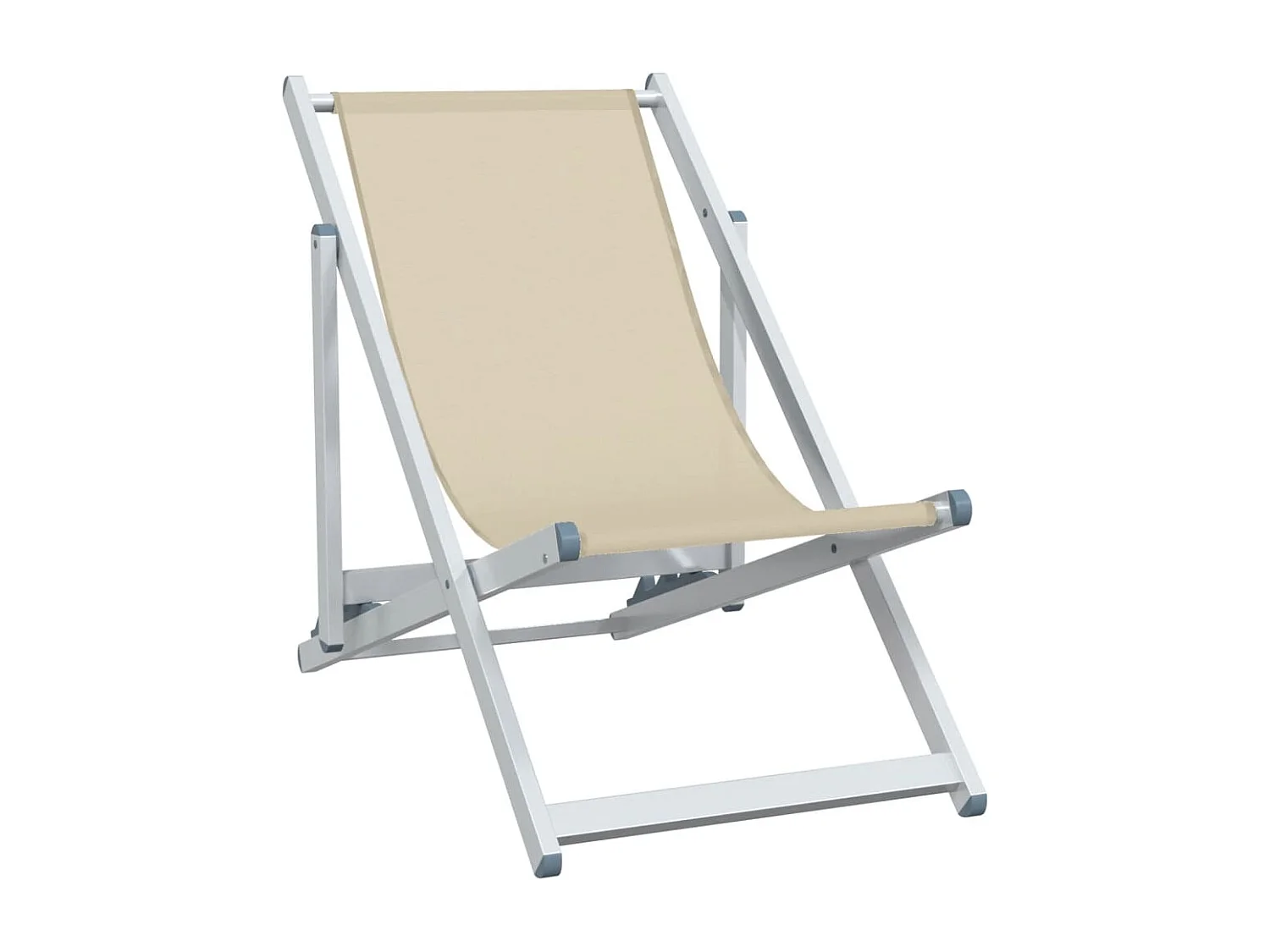 Lot de 2 Chaises de plage pliantes crème aluminium et textilène FR16092