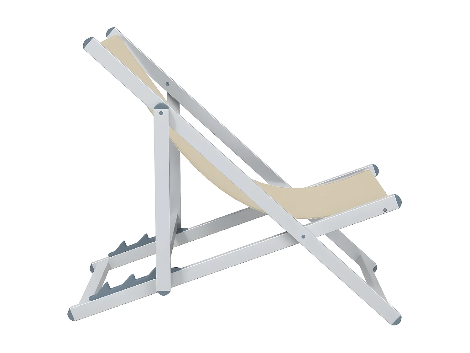 Lot de 2 Chaises de plage pliantes crème aluminium et textilène FR16092