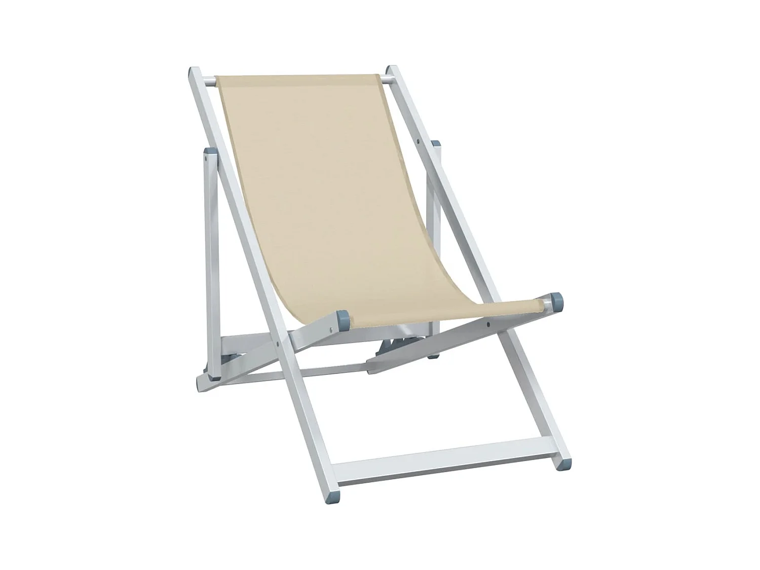 Lot de 2 Chaises de plage pliantes crème aluminium et textilène FR16092