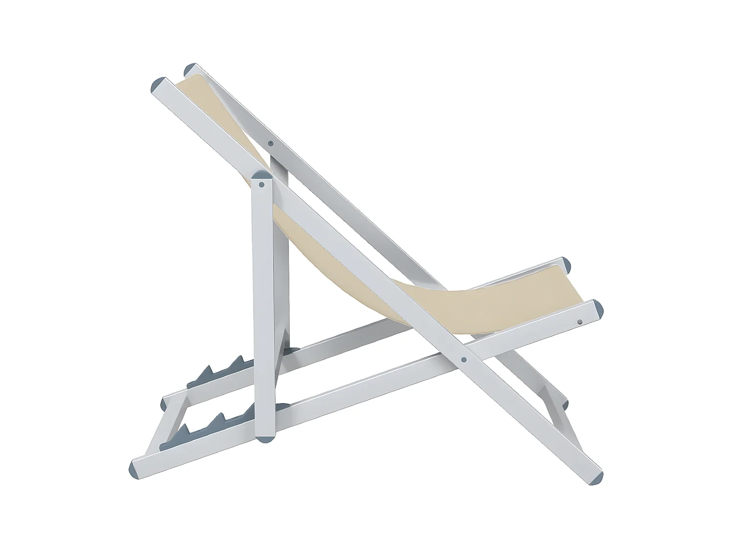 Lot de 2 Chaises de plage pliantes crème aluminium et textilène FR16092