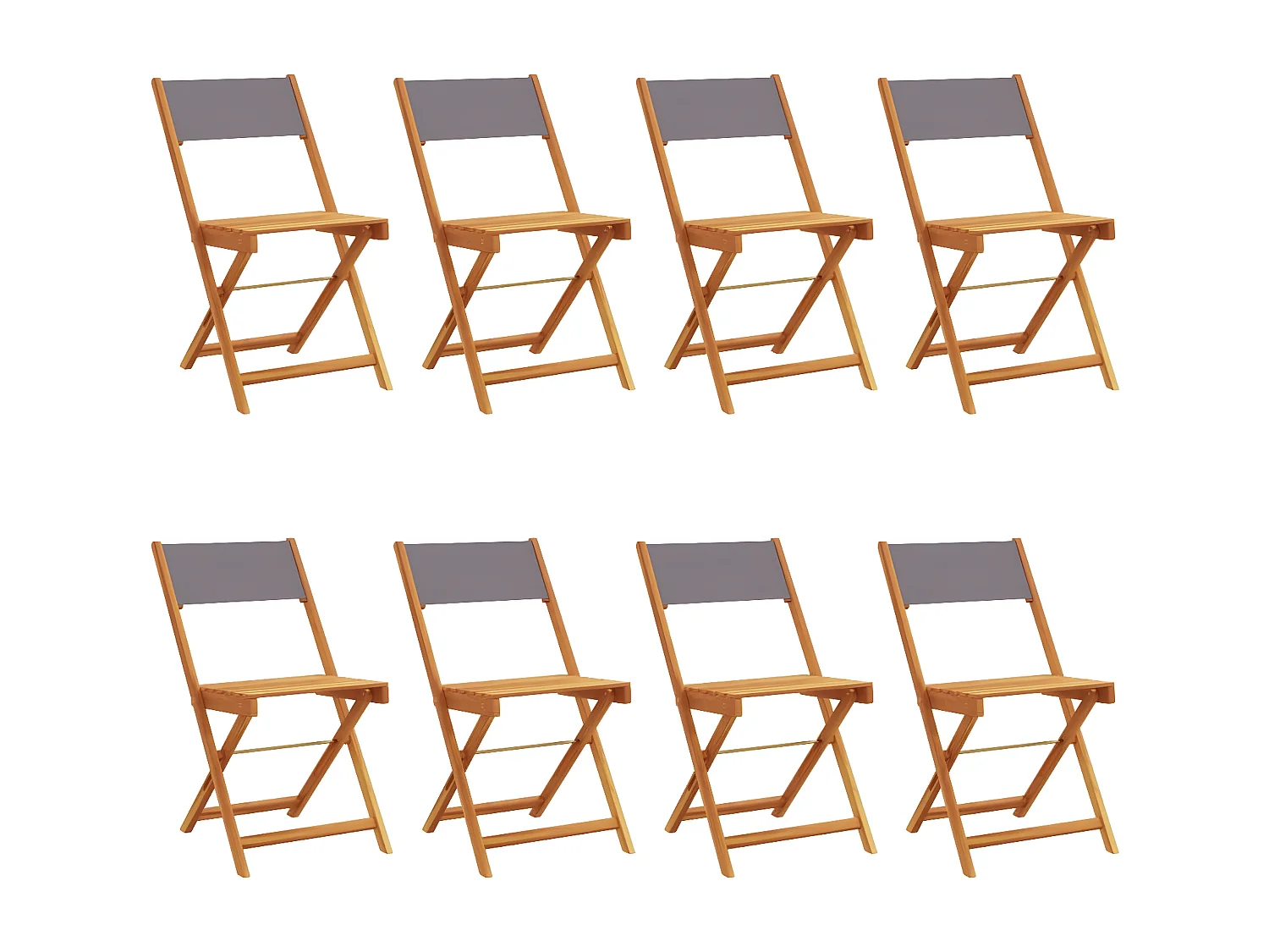 Lot de 8 Chaises de jardin pliantes tissu et bois massif FR59724