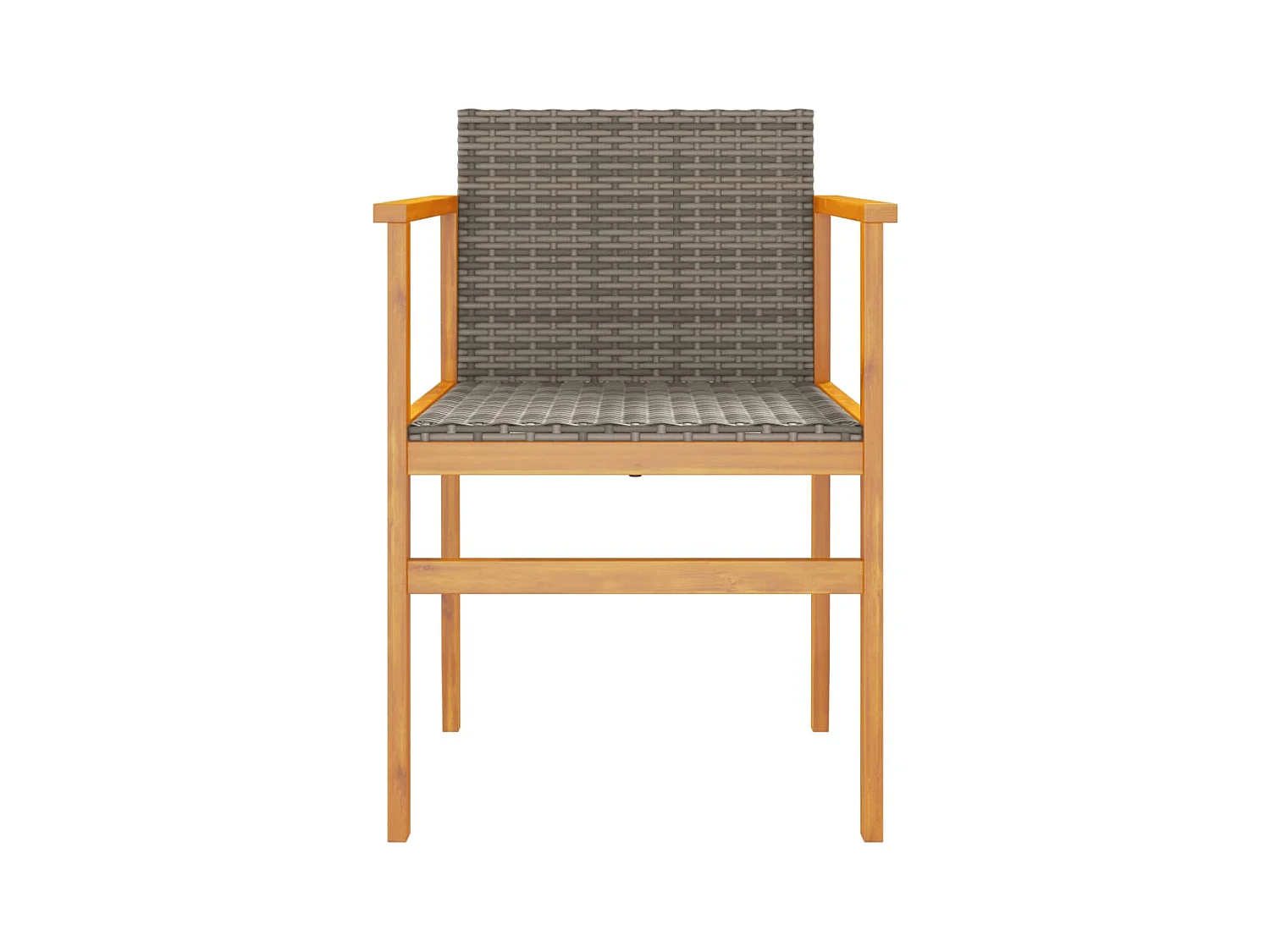 Lot de 2 Chaises de jardin gris résine tressée et bois massif FR82585