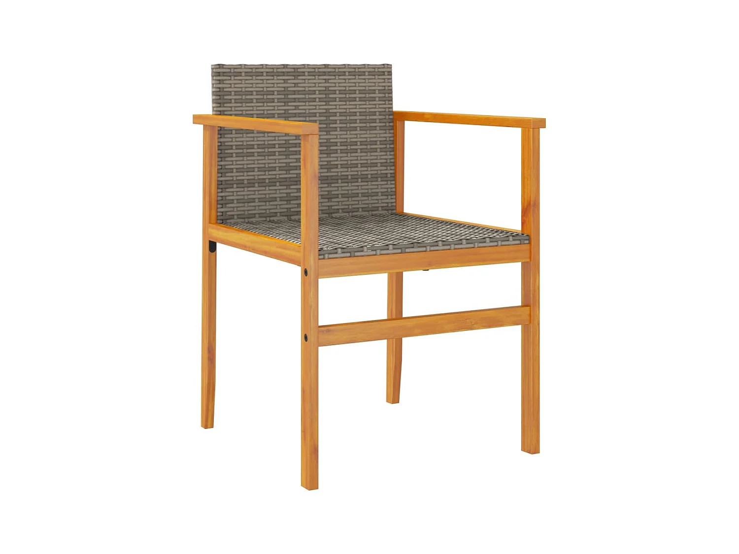 Lot de 2 Chaises de jardin gris résine tressée et bois massif FR82585