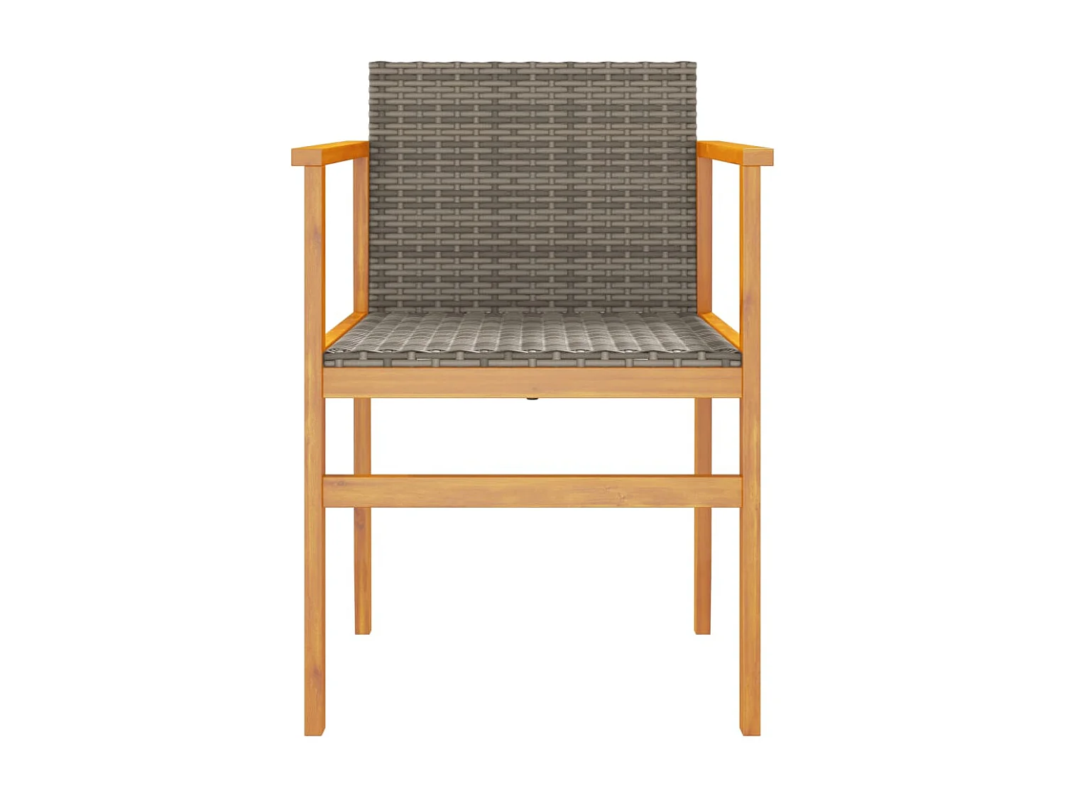 Lot de 2 Chaises de jardin gris résine tressée et bois massif FR82585