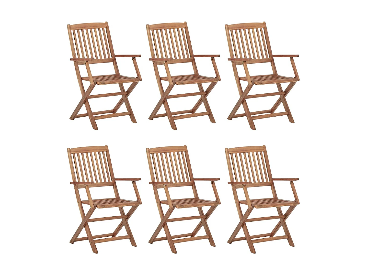 Cadeiras de jardim dobráveis c/ almofadões 6 pcs acácia maciça PT283889