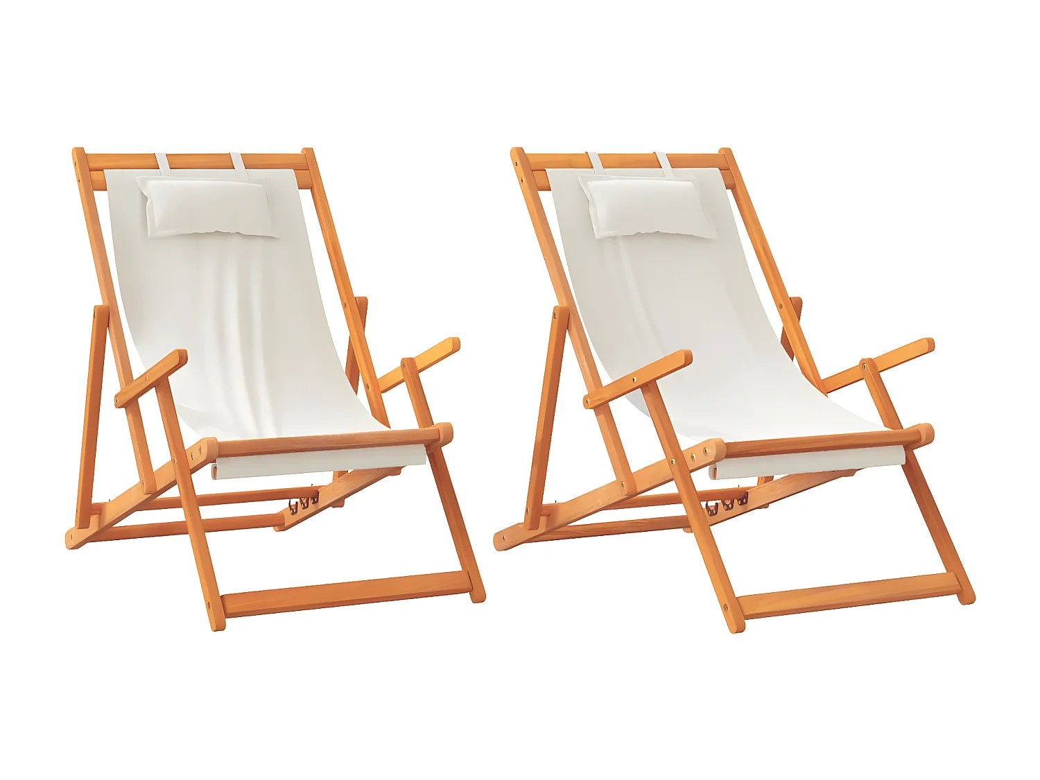 Strandstoelen 2 st inklapbaar stof crèmekleurig BE716588