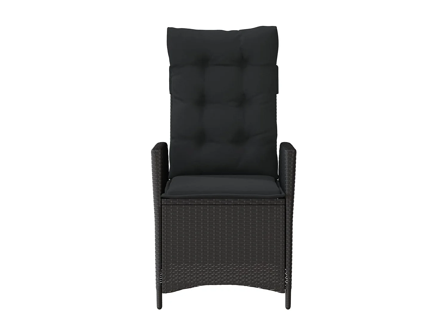 Cadeira de jardim reclinável c/ almofadões vime PE preto PT627973