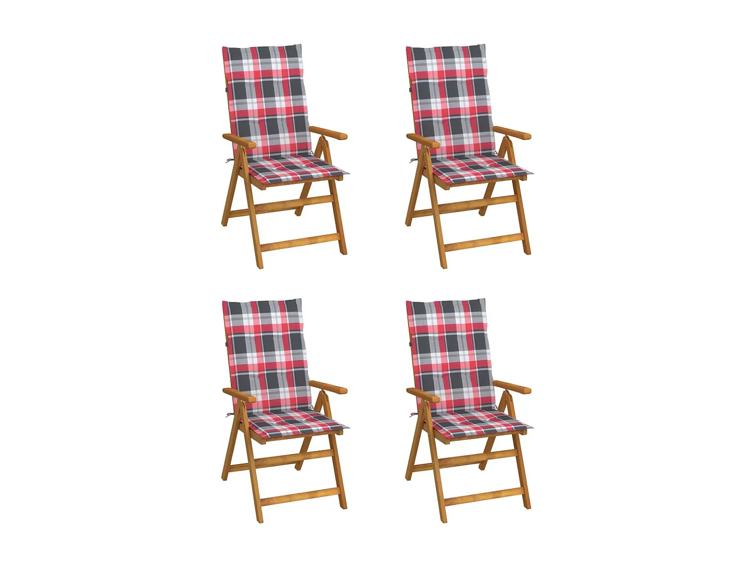 Lot de 4 Chaises inclinables de jardin avec coussins Bois d'acacia FR99270
