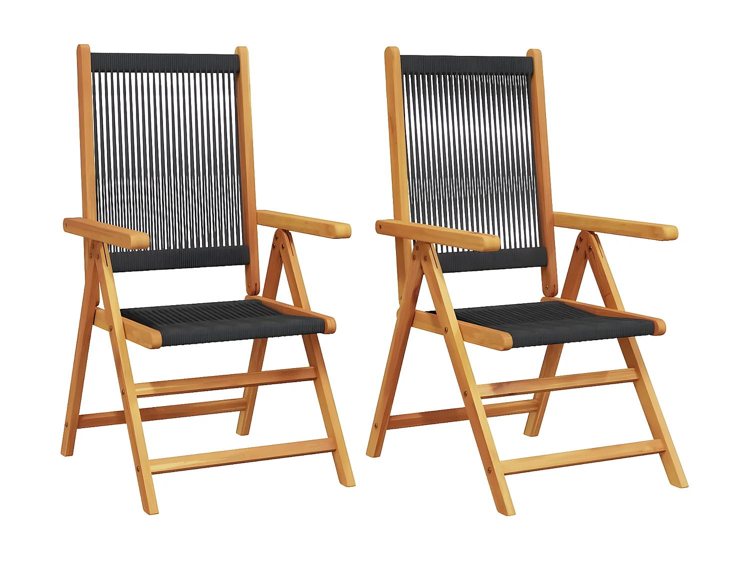 Cadeiras de jardim 2 pcs acácia maciça e polipropileno preto PT222313