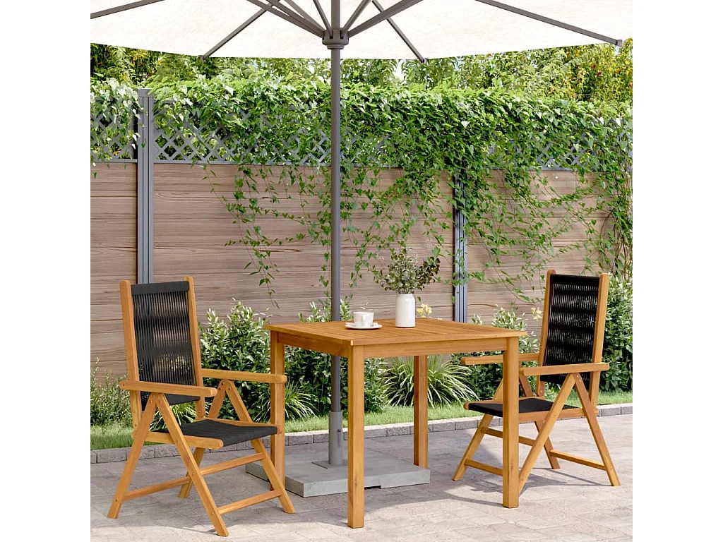 Cadeiras de jardim 2 pcs acácia maciça e polipropileno preto PT222313