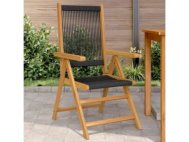 Lot de 2 Chaises de jardin noir bois d'acacia et polypropylène FR76255