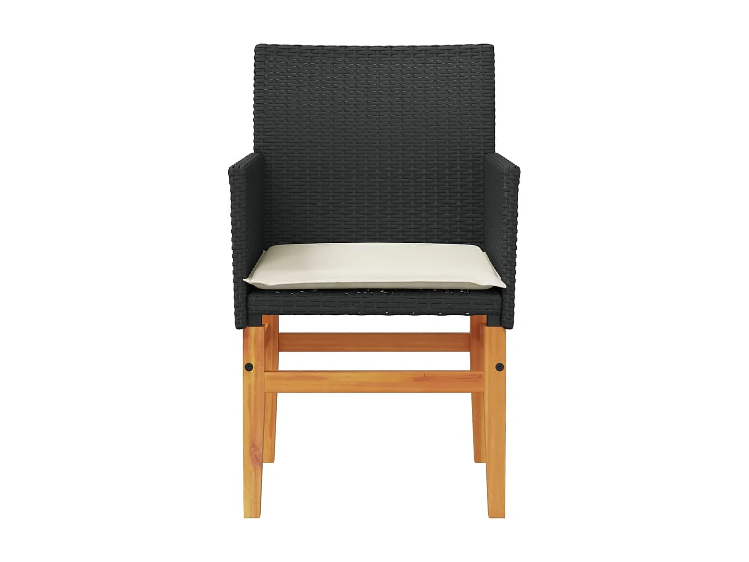 Lot de 2 Chaises de jardin coussins noir résine tressée et bois FR81134