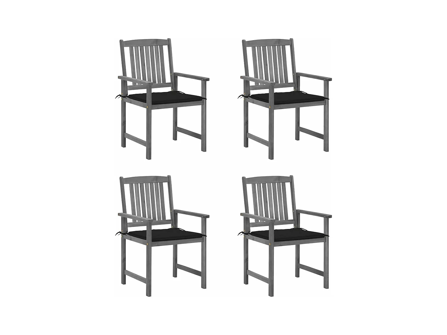 Lot de 4 Chaises de jardin avec coussins Gris Bois d'acacia massif FR91501