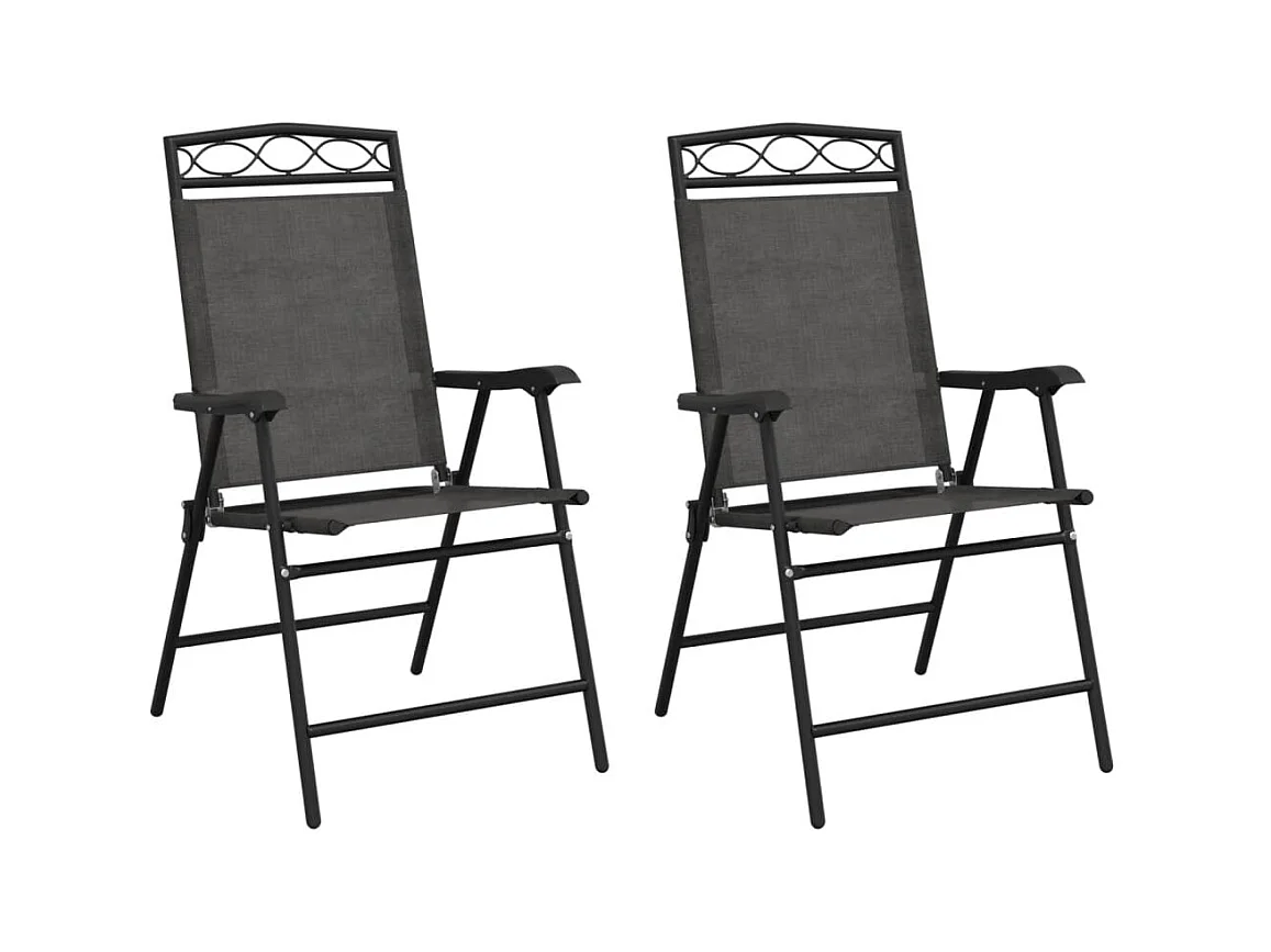 Juego de 2 Sillas de jardín plegables acero y textileno gris melange ES386493